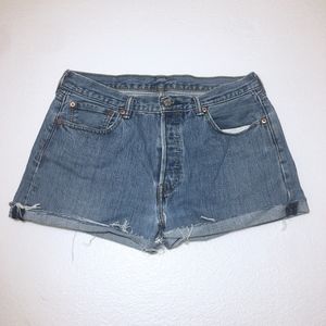 90s Vtg Levis 501 Button Fly High Waist Cut Offs